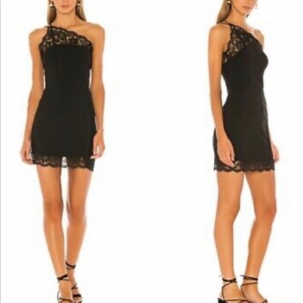 Free People Premonitions Bodycon Lace Mini Dress Vetiver Bloom Black Size Small